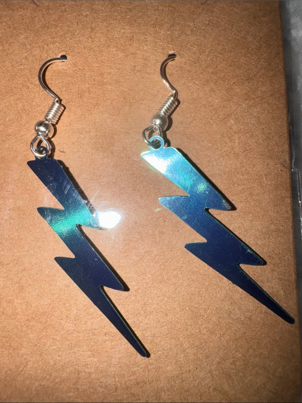 Blue Lightning Bolt Dangle Earrings